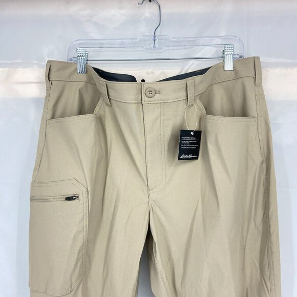 Eddie Bauer Men 38x30 Rainier Pant Nylon Hiking Outdoor Beige Sun Protection NEW - Picture 2 of 11